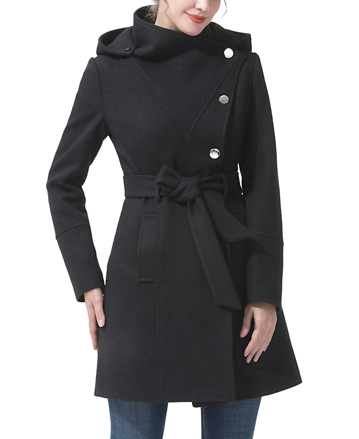 Women's Andie Wool Blend Hooded Coat - Black