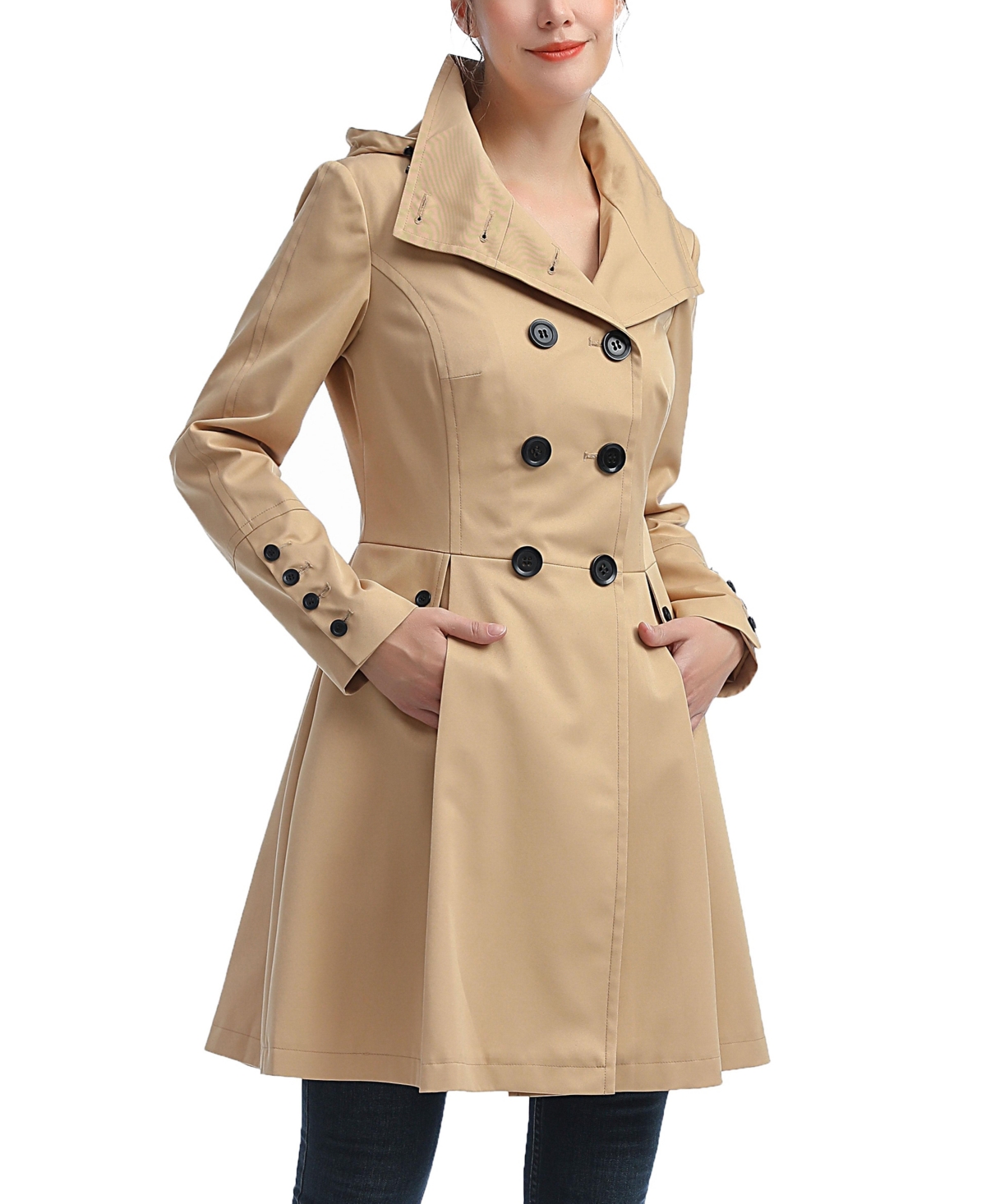 Women's Adele Hooded Trench Coat - Tan