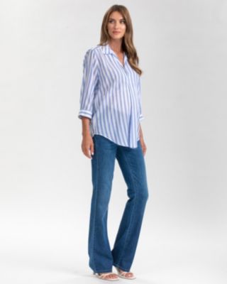 Maternity Classic Collared 3/4 Sleeve Blouse Panarea