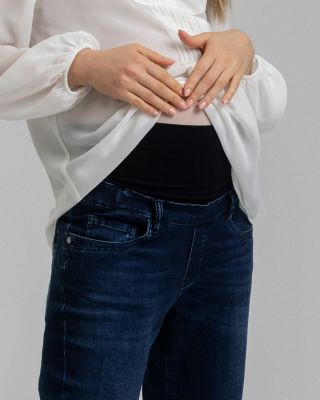 Maternity Slim Fit Hi-Rise Flare Jeans with Elastic Waistband