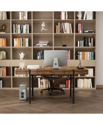 78.7 in. Width, Rectangular Brown Grain Wood Extendable Writing Desk Office Commercial Desk, Computer Meeting Table