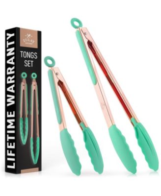 Stainless Steel Kitchen Tongs with Silicone Tips - Set of 2