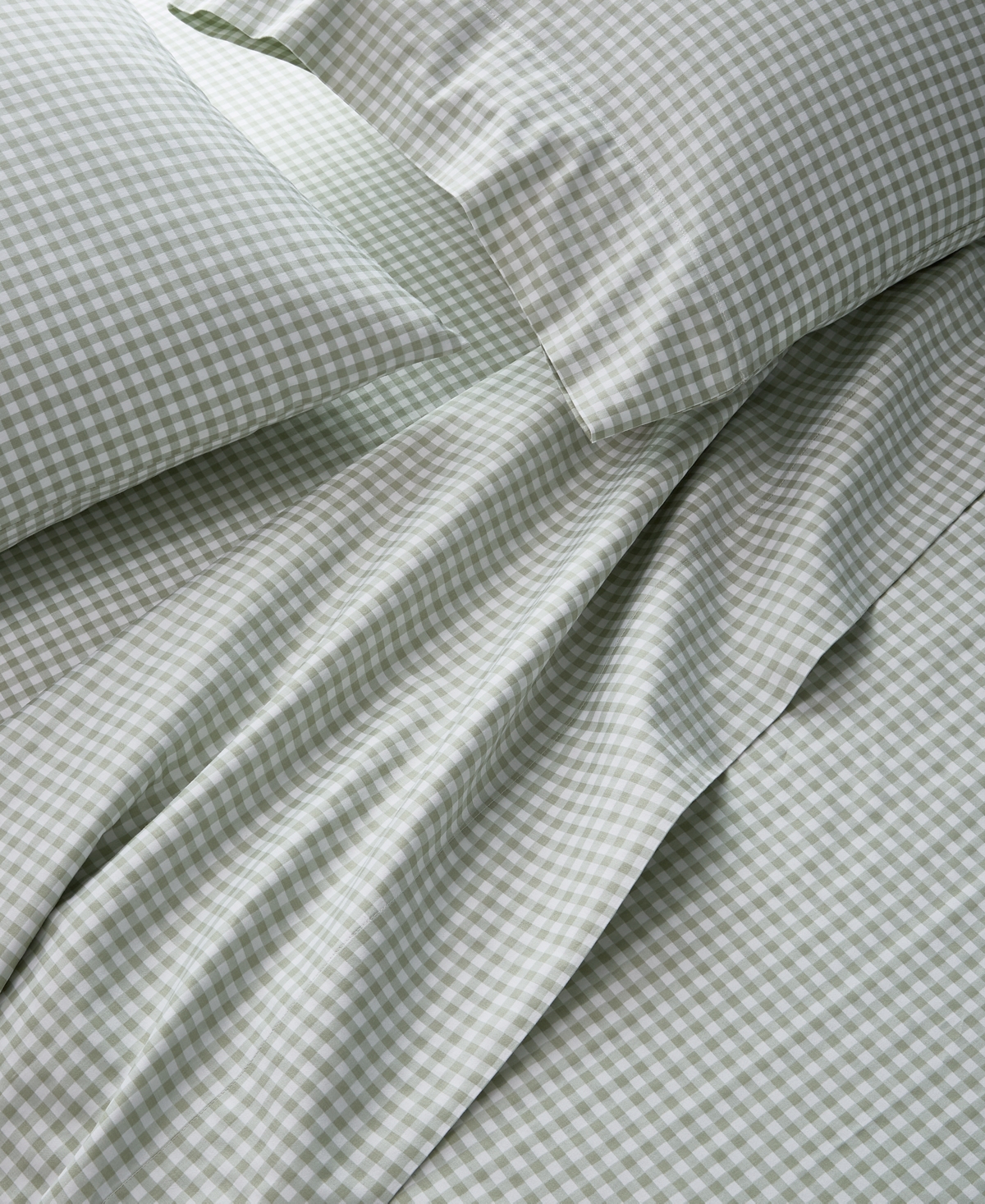 Arch Studio Printed Cotton Sateen 4-pc. Sheet Set, Full, Exclusively At Macy's In Gingham Green