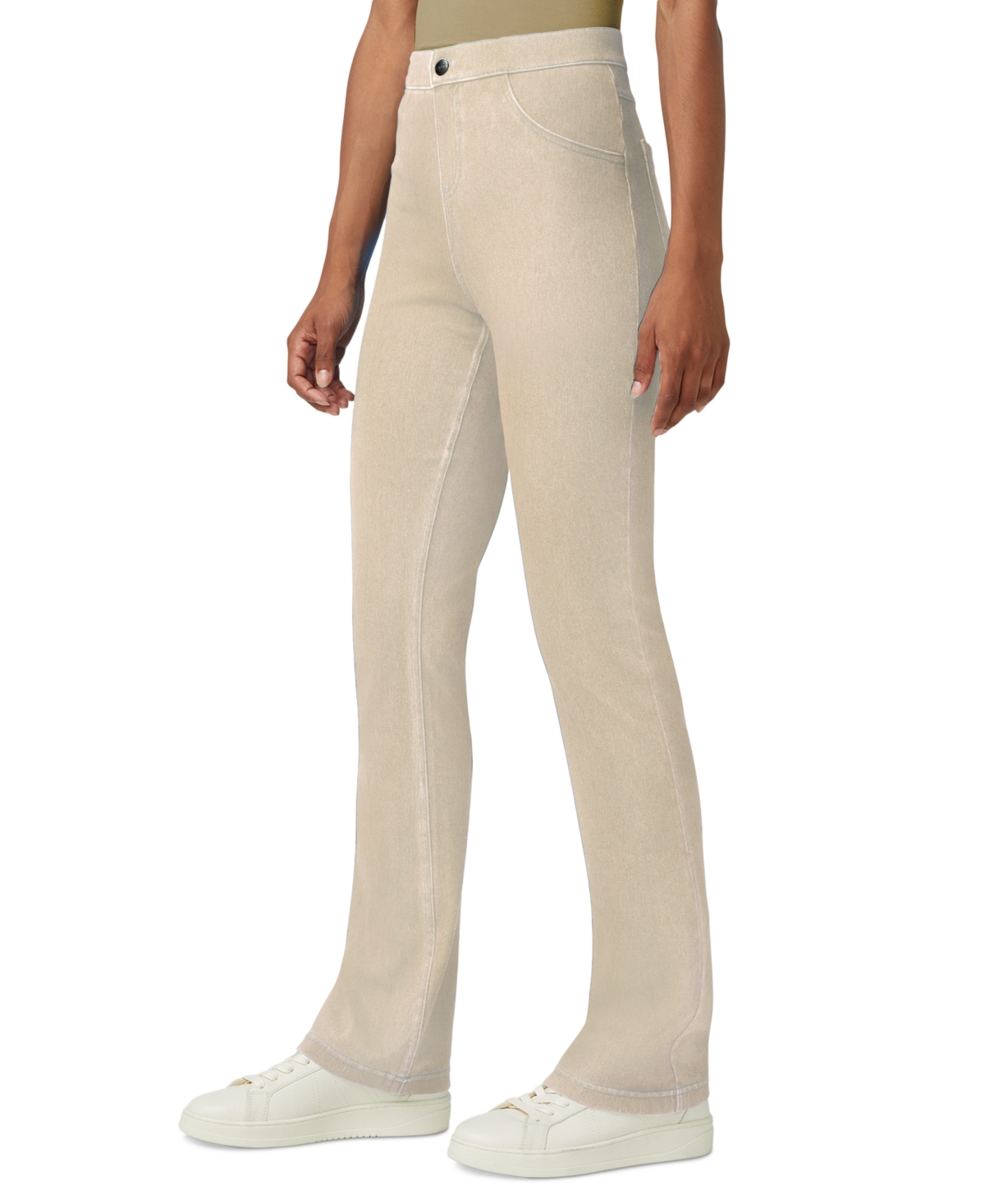 Hue Ultra Soft High Rise Denim Baby Bootcut Leggings In White Pepper