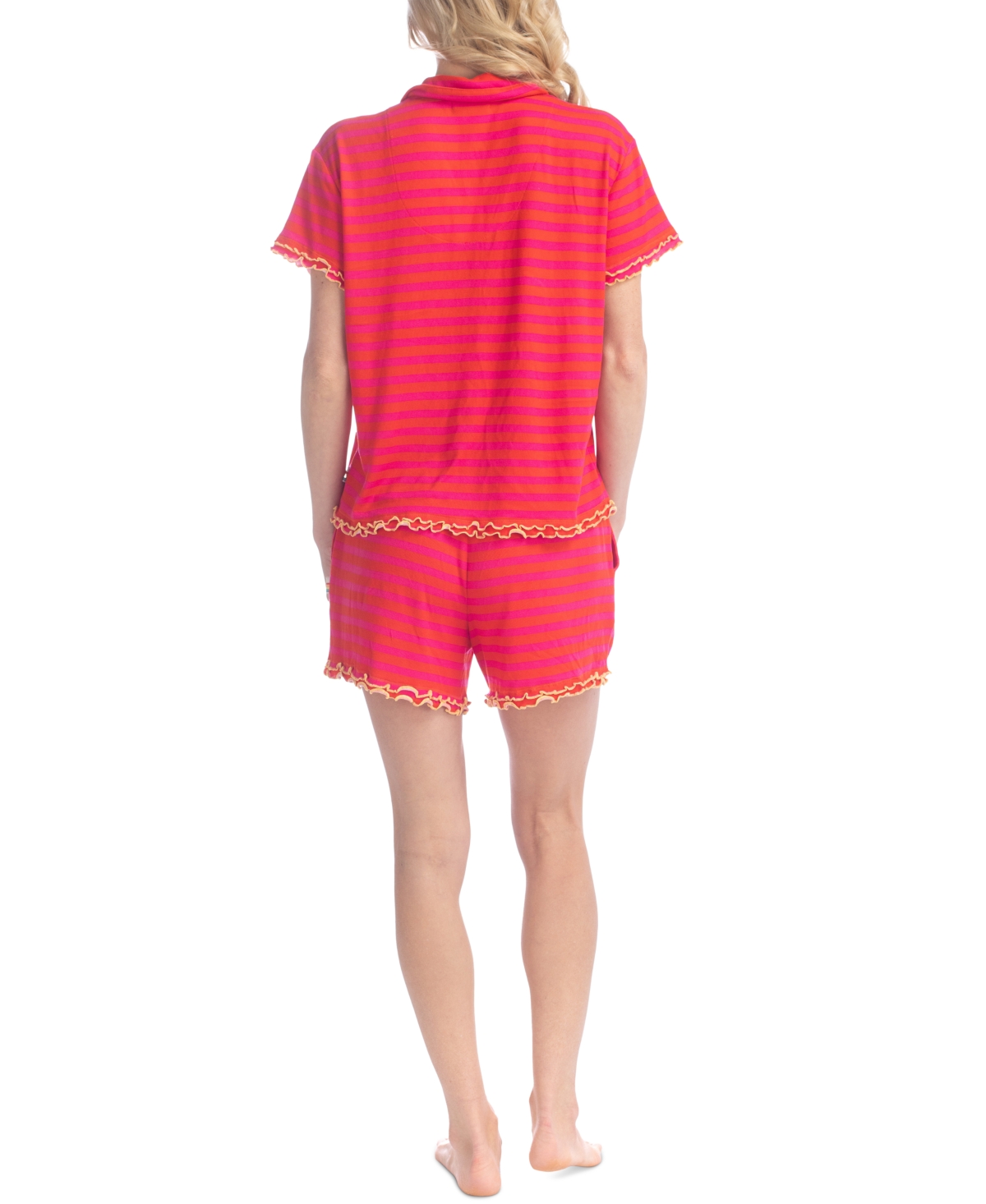 Ocean Pacific Women's Notched-collar Shortie Pajama Set In Red