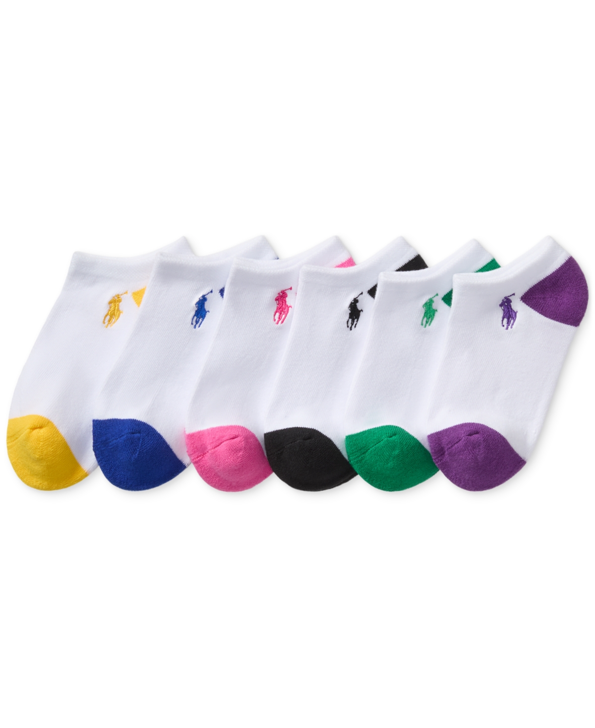 Polo Ralph Lauren Little & Big Girls Classic Solid Low-cut Socks, 6-pack In White