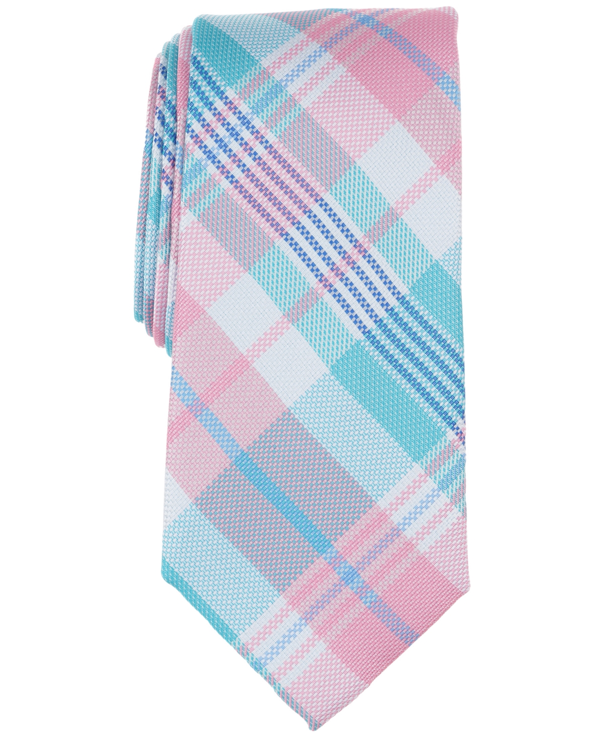 Men's Austine Plaid Tie, Created for Macy's - Power Pink