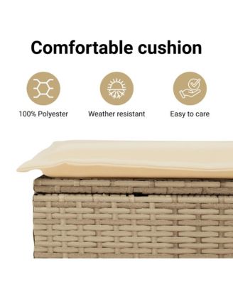 Reclining Patio Chair with Cushions Beige Poly Rattan