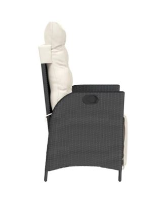 Reclining Garden Chair Black PE rattan, powder-coated steel