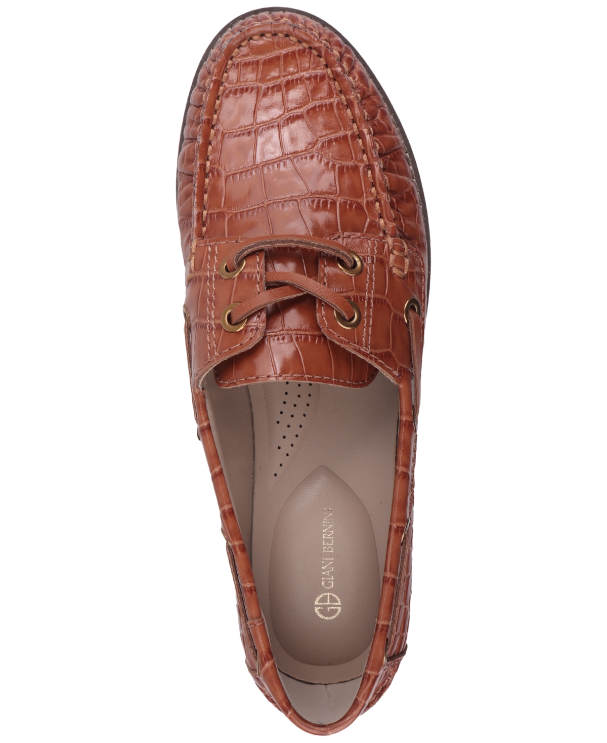 Giani Bernini Women's Lylaa Memory Foam Boat Shoe Loafers, Created For Macy's In Tobacco Brown Leather