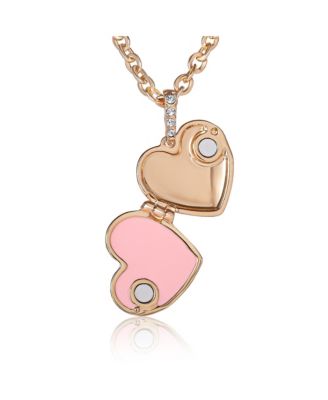 Gold-Tone Crystal Heart Locket Pendant Necklace