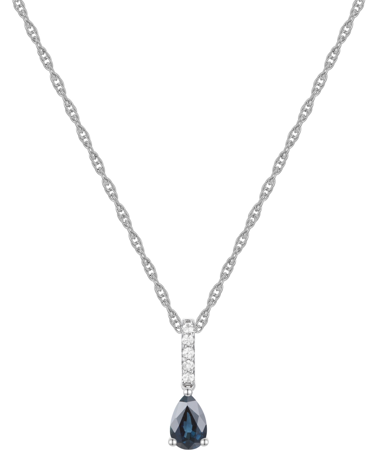 Macy's Sapphire (1/2 Ct. T.w.) & Diamond (1/20 Ct. T.w.) Linear Pendant 18" Necklace In 14k White Gold (als In Sapphire