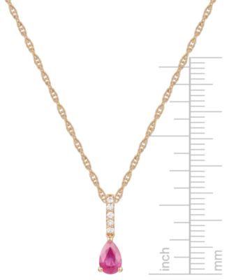 Sapphire (1/2 ct. t.w.) & Diamond (1/20 ct. t.w.) Linear Pendant 18" Necklace in 14k White Gold (Also Available in Ruby & Emerald)