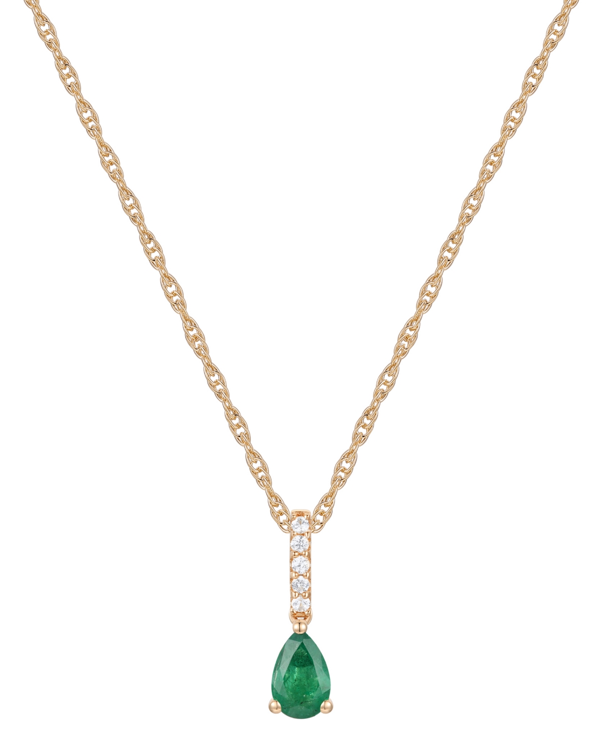 Macy's Sapphire (1/2 Ct. T.w.) & Diamond (1/20 Ct. T.w.) Linear Pendant 18" Necklace In 14k White Gold (als In Emerald