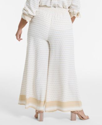 Plus Size Printed High-Rise Wide-Leg Pants
