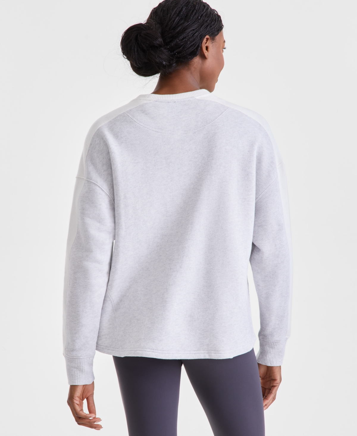 Id Ideology Women's Colorblocked Crewneck Sweatshirt, Created For Macy's In Silver Heather