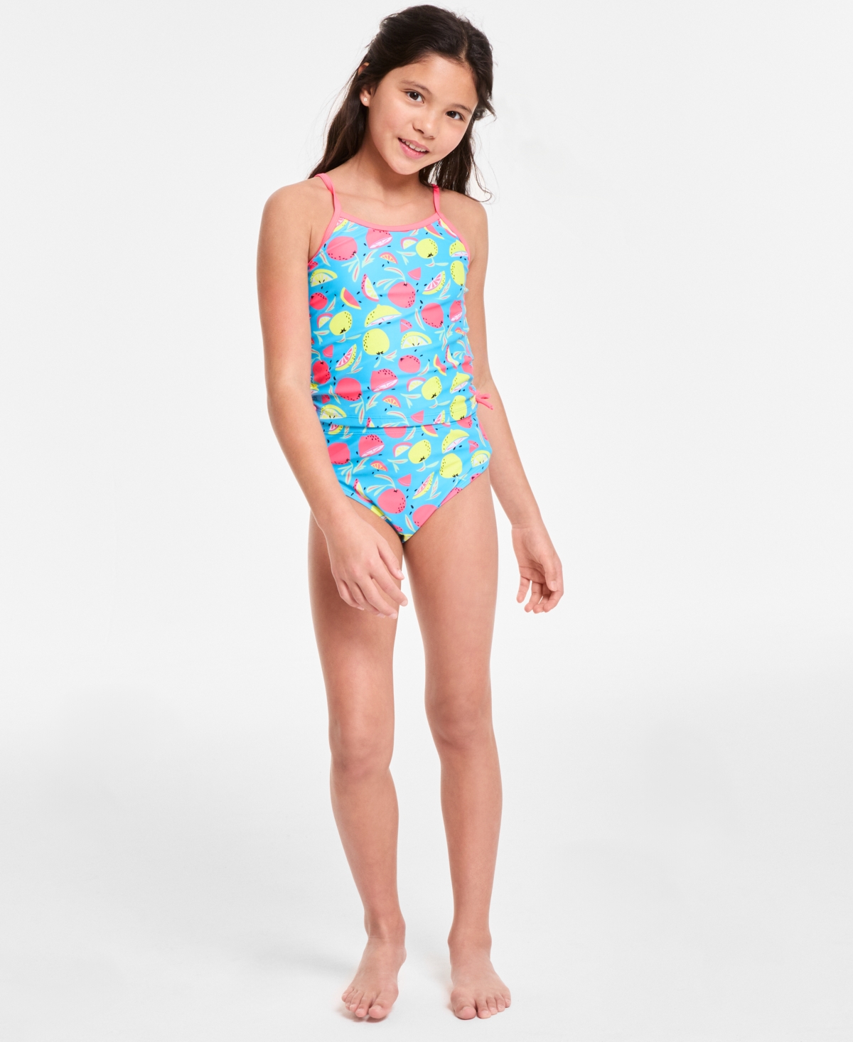 Epic Threads Big Girls Citrus Two-piece Cutout Tankini Two Piece Set, Exclusively At Macy's In Vivid Sky