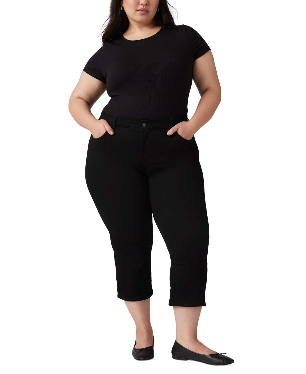 Shop Levi's Trendy Plus Size Shaping Skinny Capri Jeans In Soft Black