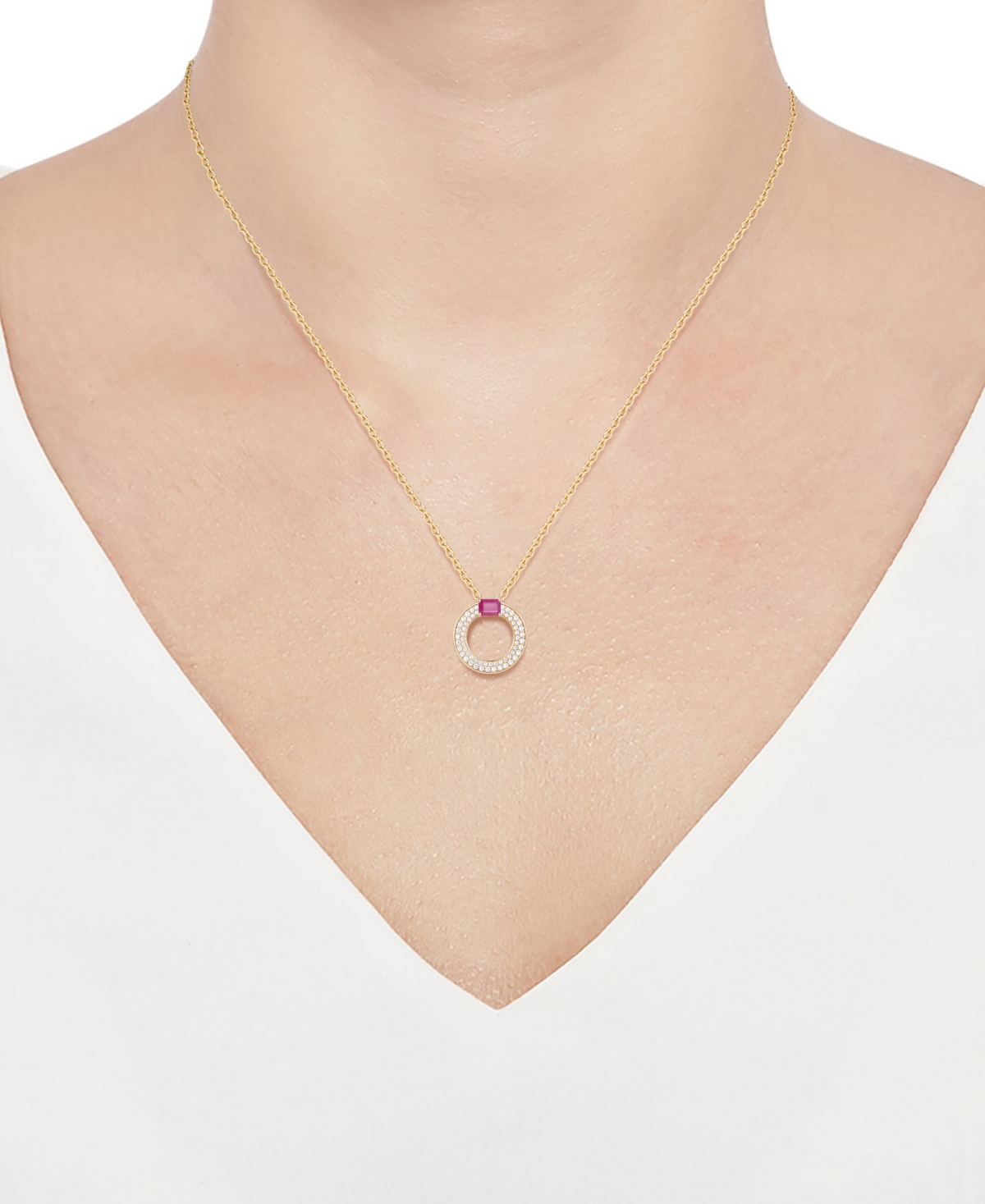 MACY'S SAPPHIRE (1/4 CT. T.W.) & DIAMOND (1/4 CT. T.W.) CIRCULAR PENDANT 18" NECKLACE IN 14K WHITE GOLD (AL 