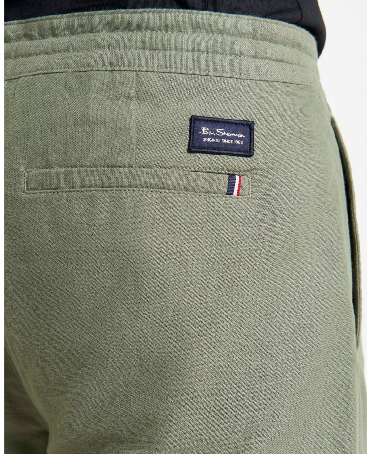 Ben Sherman Men's Linen Cotton Drawcord Short In Olive