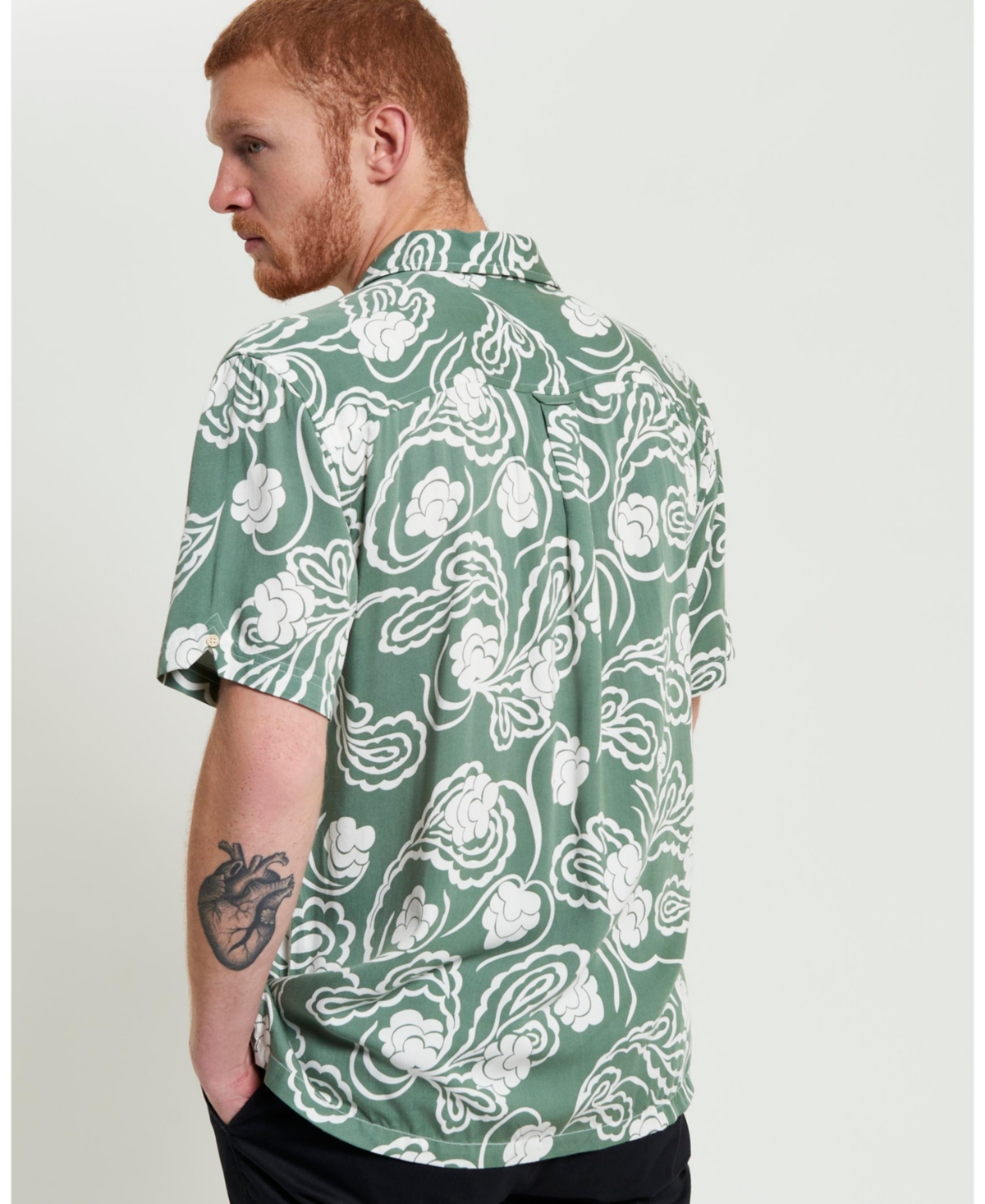 Ben Sherman Men's Paisley Swirl Print Short Sleeve Shirt In Pale Khaki