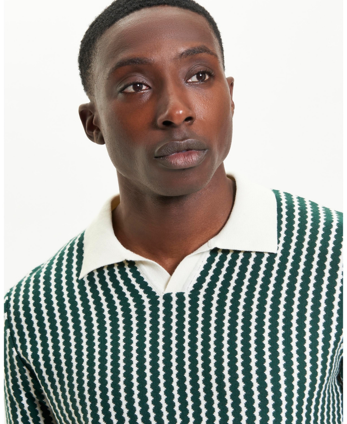 Ben Sherman Vertical Wave Johnny Collar Polo In Animal Print