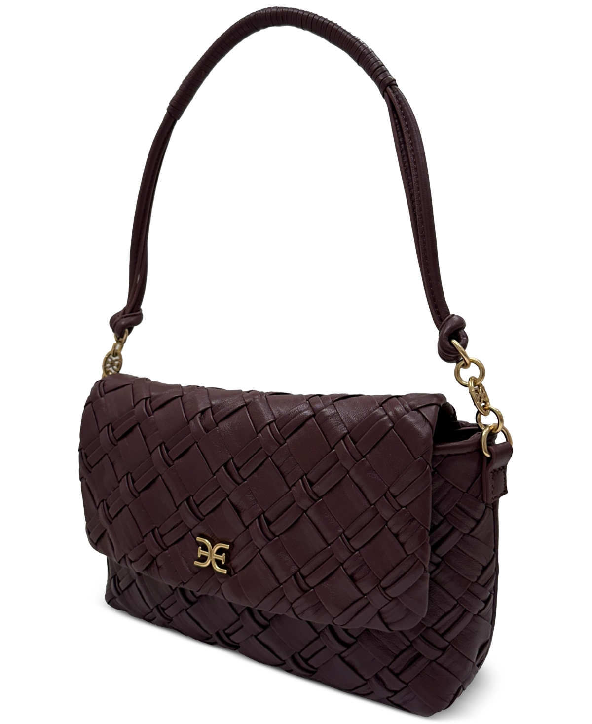 SAM EDELMAN EVELYN WOVEN LEATHER SMALL FLAP SHOULDER BAG 