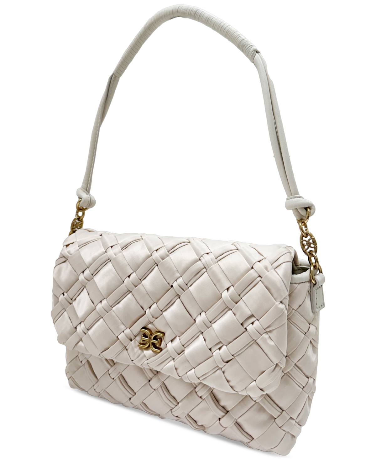 SAM EDELMAN EVELYN WOVEN LEATHER SMALL FLAP SHOULDER BAG 