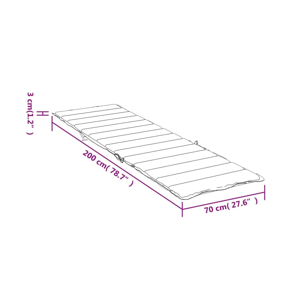 vidaXL Sun Lounger Cushion Blue 78.7"x27.6"x1.2" Fabric