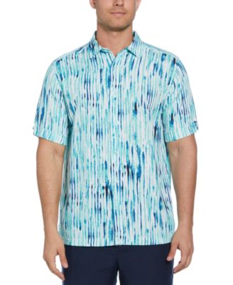 Cubavera - Men's Watercolor Stripe Print Short Sleeve Button-Down Shirt