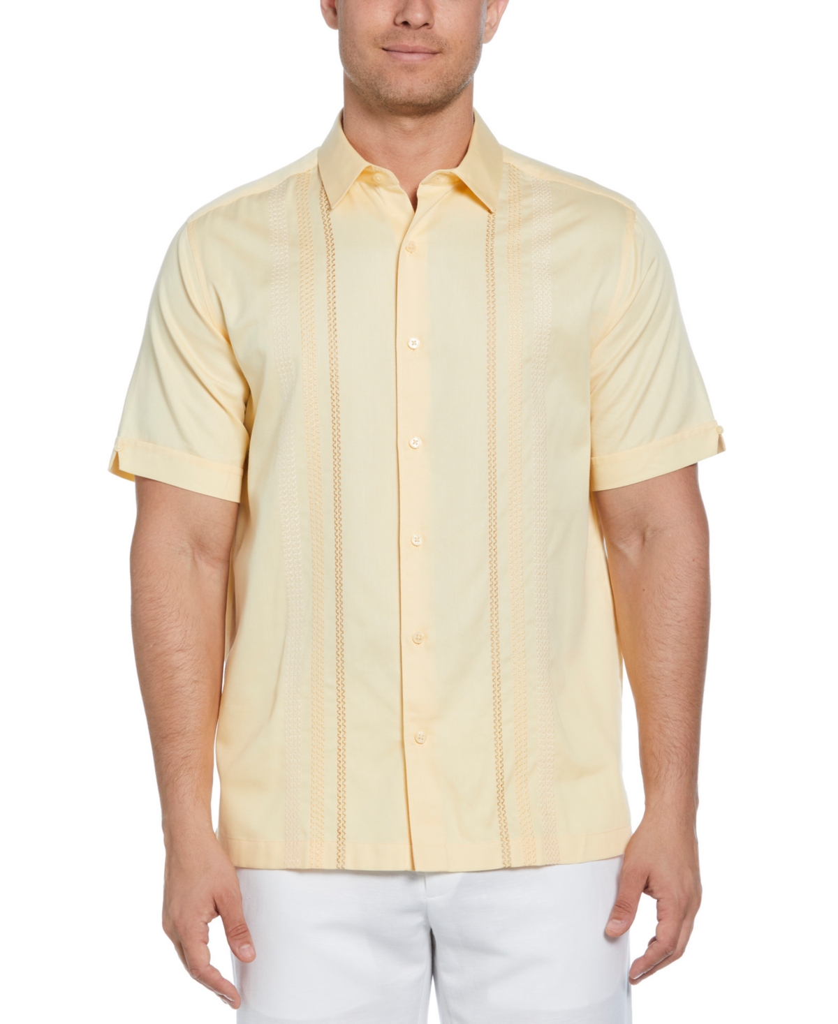 Men's Ombre Embroidery Panel Short Sleeve Button-Down Shirt - Golden Fleece