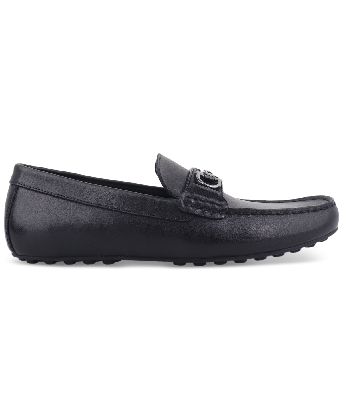 Alfani Men's Jasonn Leather Slip-on Bit Driving Loafers, Exclusively At Macy's In Black Leather