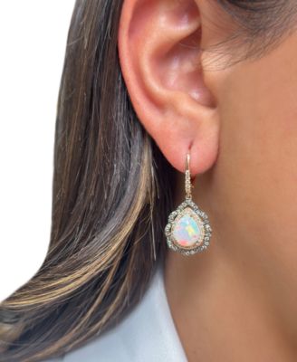 Neopolitan Opal (2-1/2 ct. t.w.), Nude Diamond (1/3 ct. t.w.) & Chocolate Diamond (1/2 ct. t.w.) Earrings in 14k Strawberry Gold