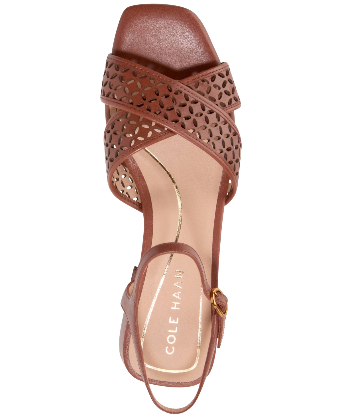 Cole Haan Women's Patie Flat Sandals In Dark Cuoio Perforated Leather
