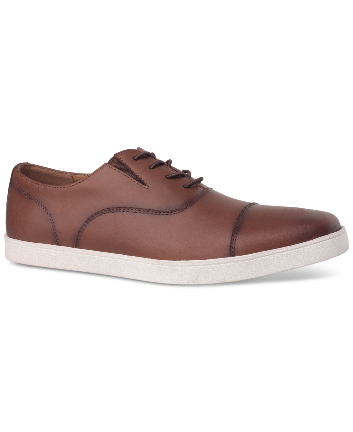 Men's Callowayy Leather Lace-Up Cap-Toe Sneakers, Exclusively at Macy's - Moroccan Brown Leather