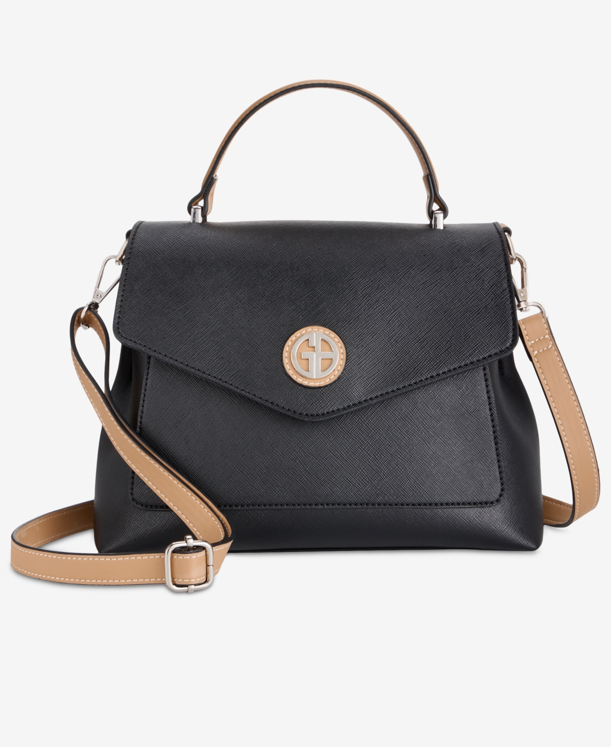Giani Bernini Saffiano Top Handle Flap Small Top Handle Crossbody, Exclusively At Macy's In Black