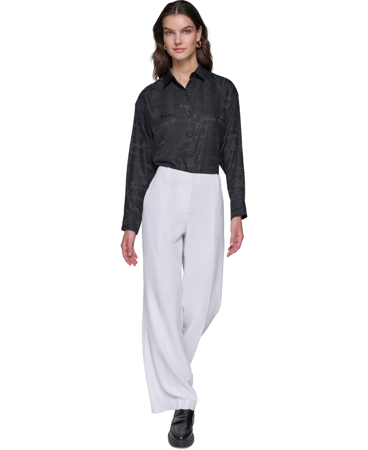 Shop Karl Lagerfeld Women's Bootcut High-rise Pants In Soft White