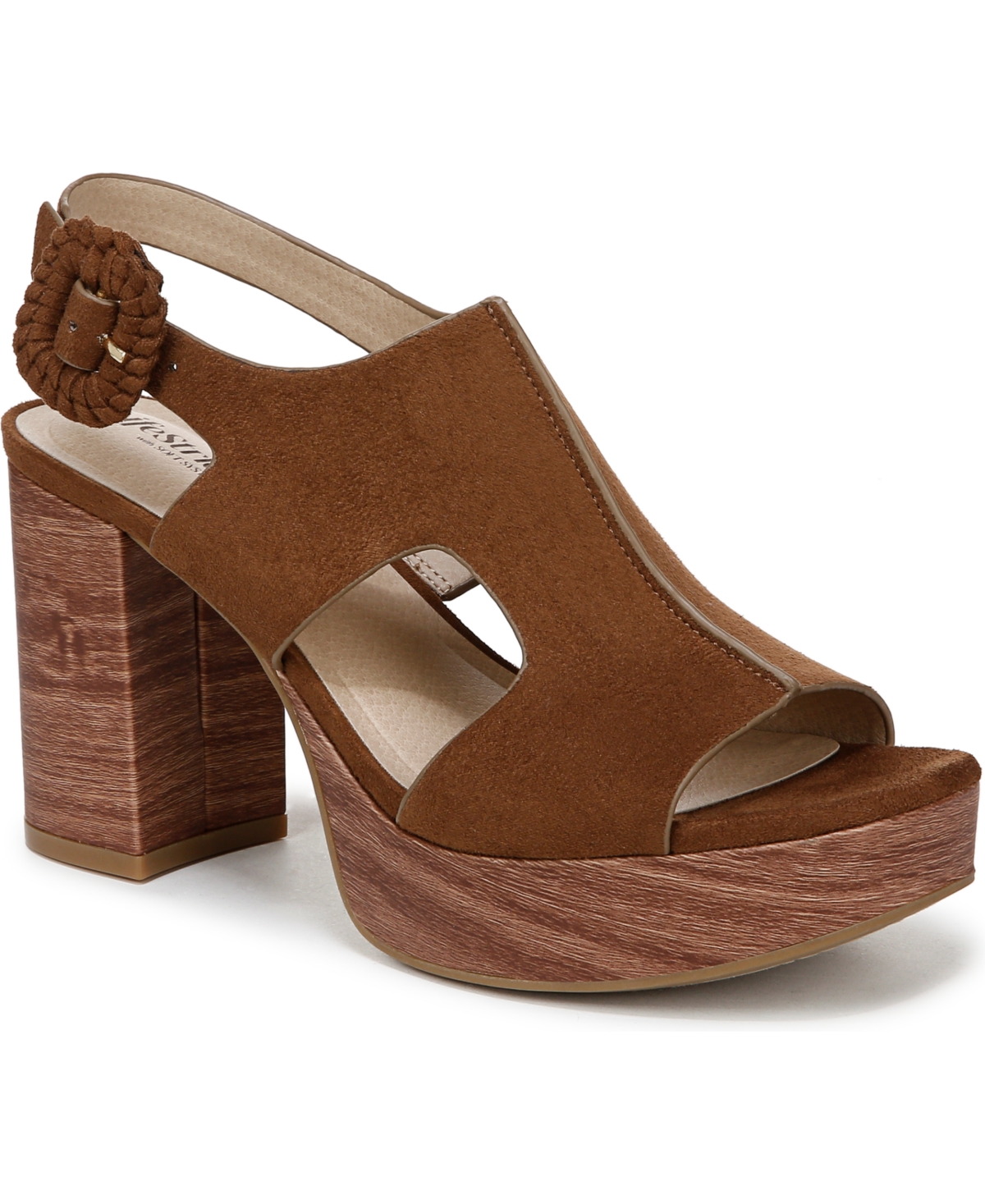 Shop Lifestride Women's Audra Open Square Toe Block Heel Platform Sandals In Fawn Brown Microsuede