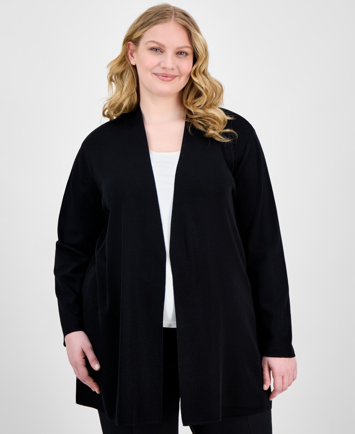 Anne Klein Plus Size Napa Open-front Cardigan