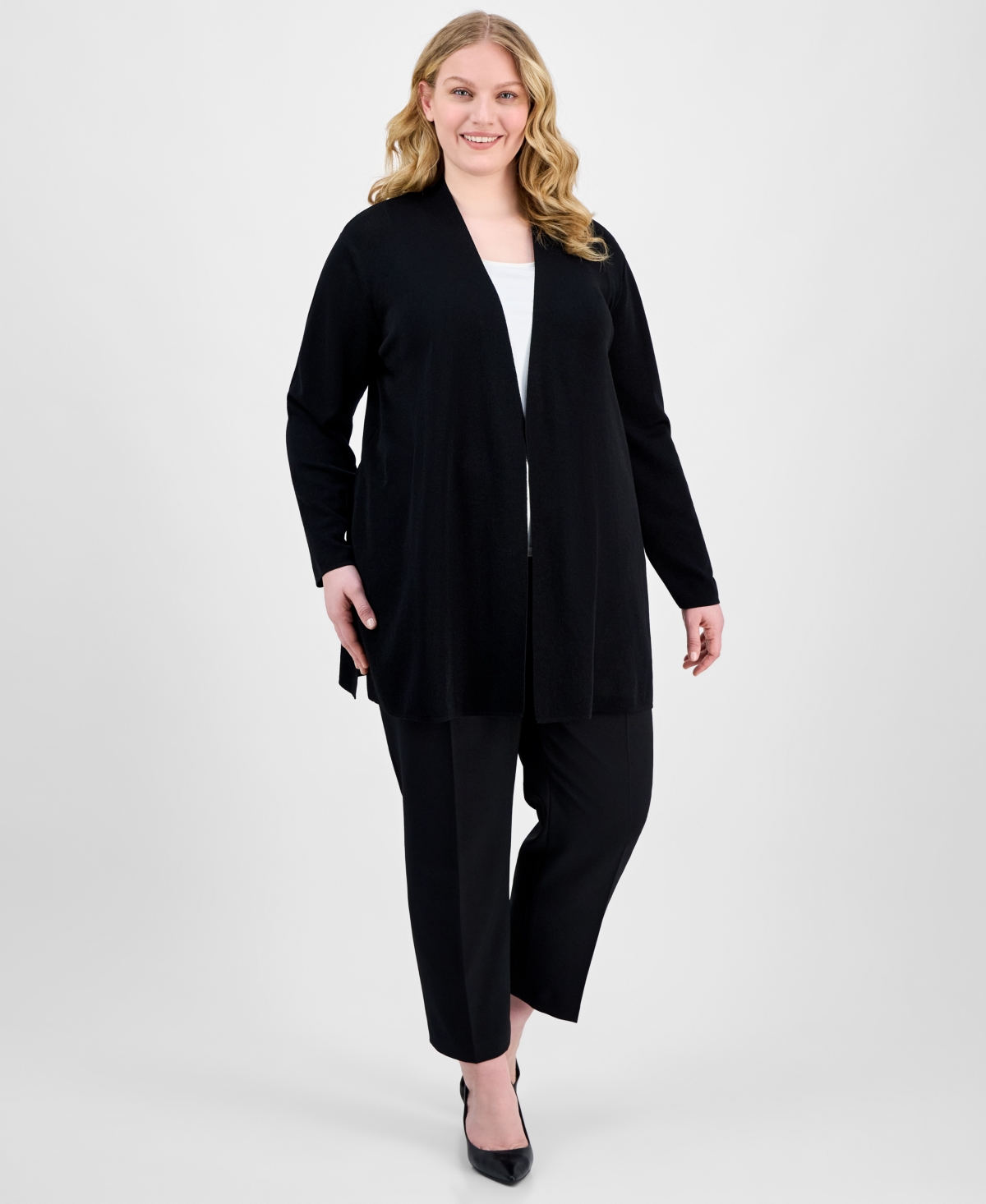 ANNE KLEIN PLUS SIZE NAPA OPEN-FRONT CARDIGAN 