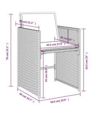 Patio Chairs with Cushions 4 pcs Gray Poly Rattan