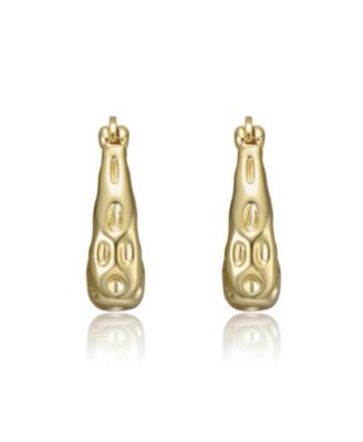 14K Gold Plated Openwork U-Shaped Oblong Hoop Earrings