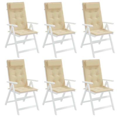 Highback Chair Cushions 6 pcs Beige Oxford Fabric