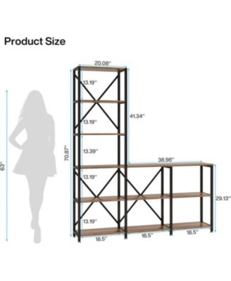 5-Tier Bookshelves, Industrial Ladder Corner Etagere Bookcase, Rustic Display Open Shelf Storage Organizer for Living Room