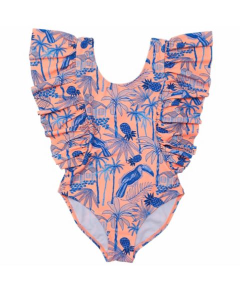 Купальники Snapper Rock Little Girls Tropicana Vacay Sustainable Wide Frill Swimsuit
