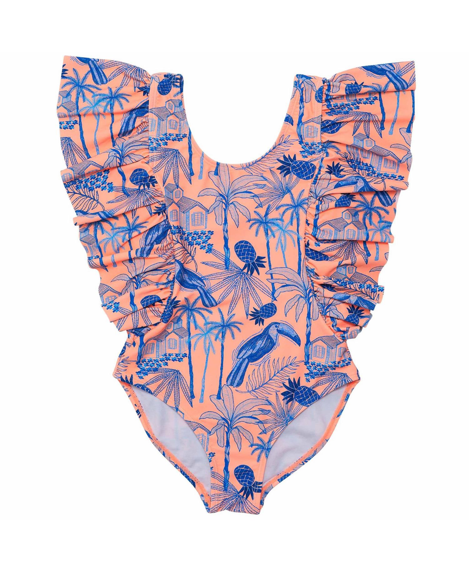 Little Girls Tropicana Vacay Sustainable Wide Frill Swimsuit