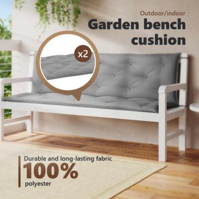 Garden Bench Cushion Gray 59.1"x(19.7"+19.7")x2.8" Oxford Fabric