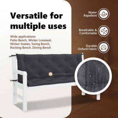 Garden Bench Cushion Black 59.1"x(19.7"+19.7")x2.8" Oxford Fabric