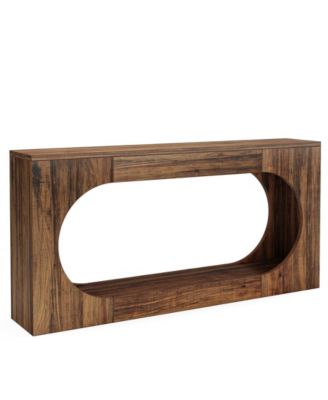 Console Table, 63-Inch Narrow Sofa Entryway Table with 2-Tier Storage Shelf, Wood Hallway Behind Couch Table for Living Room, Rustic Brown