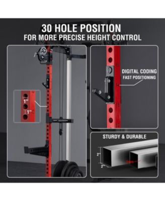 Power Cage, 2000LB Squat Rack, Dual Pulley Cable Crossover System, Multi-function Free Weight Home Gym Workout Machine with Attachments